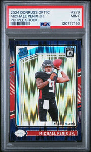 Michael Penix Jr. 2024 Panini Donruss Optic Purple Shock prizm rookie card PSA 9