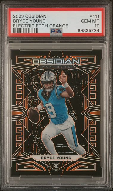 Bryce Young 2023 Panini Obsidian Electric Etch orange prizm rc #'d 27/49 PSA 10
