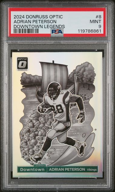 Adrian Peterson 2024 Panini Donruss Optic Downtown Legends PSA 9