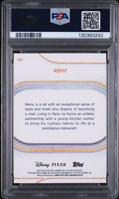 Remy 2025 Topps Chrome Disney Blue Refractor #'d 107/150 PSA 8