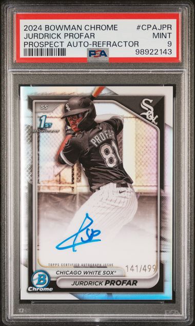 Jurdrick Profar 2024 1st Bowman Chrome autograph ref. #'d 141/499 PSA 9