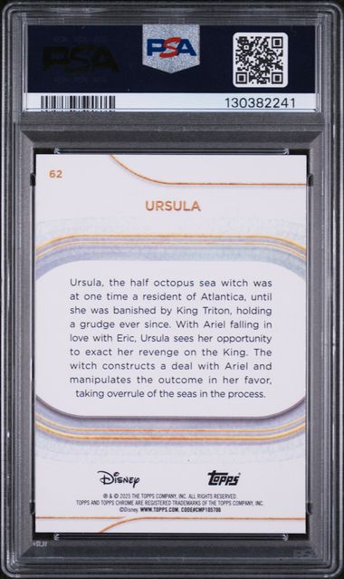 Ursula 2025 Topps Chrome Disney Blue Refractor #'d 087/150 PSA 8
