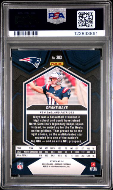 Drake Maye 2024 Panini Mosaic Camo Red Rookie PSA 10