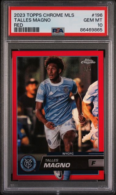 Talles Magno 2023 Topps Chrome MLS red refractor #'d 3/5 PSA 10