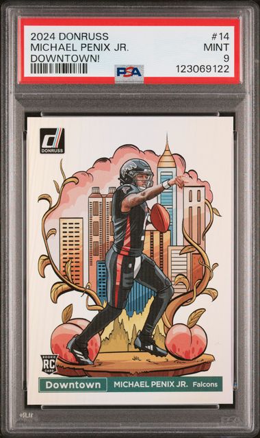 Michael Penix Jr. 2024 Panini Donruss Downtown rookie card PSA 9