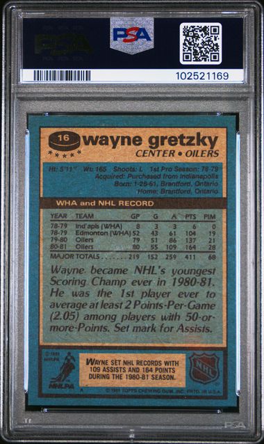 Wayne Gretzky 1981 Topps #16 PSA 8