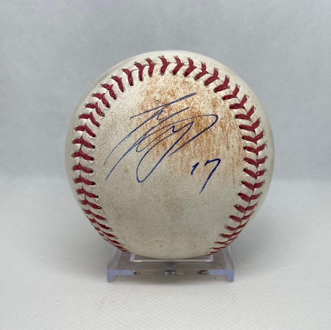 Shohei Ohtani Autographed MLB Game Used Single Career Hit 8 RBI 8 04/11/18