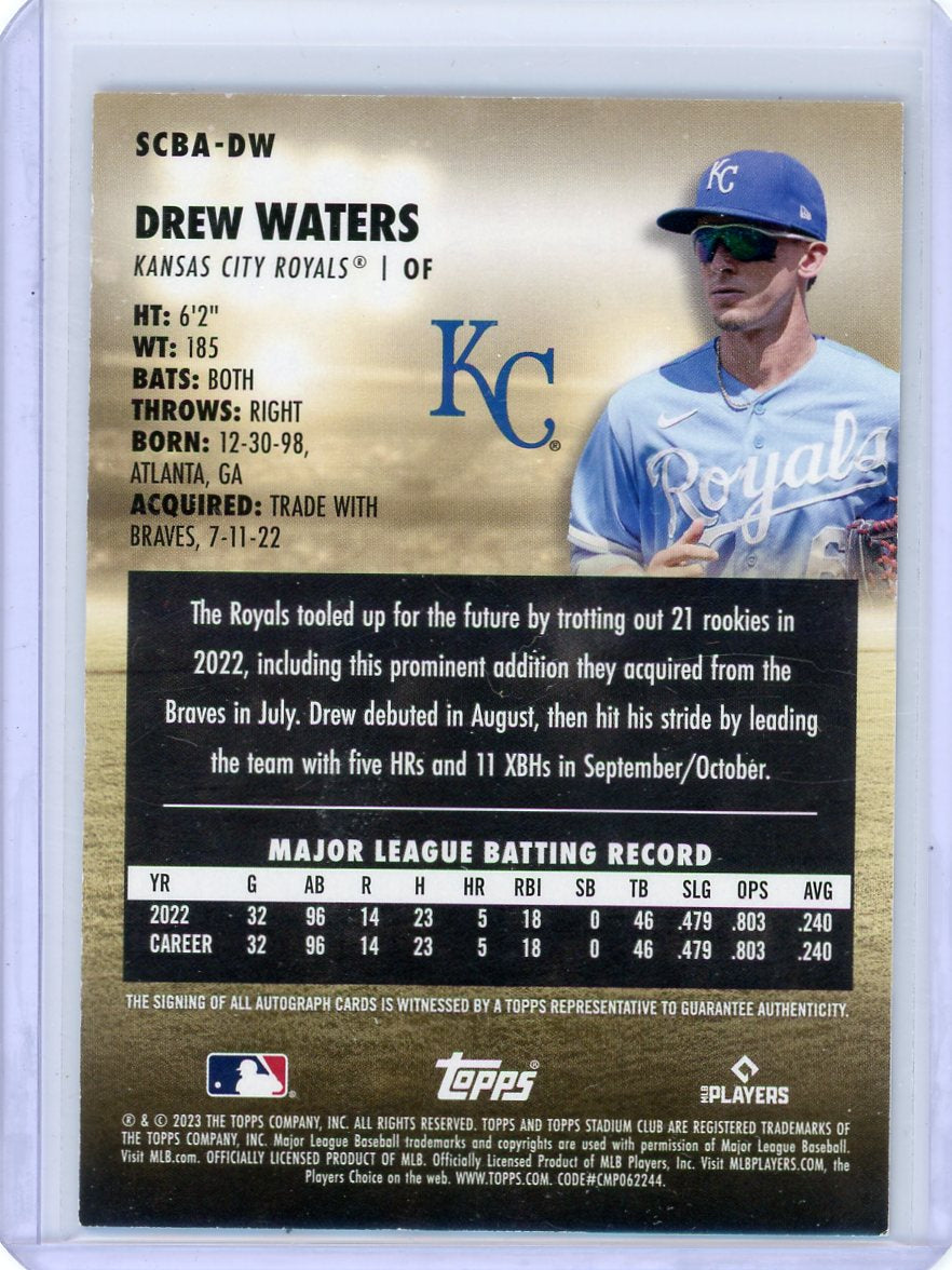 Drew Waters 2023 Topps Stadium Club autograph rookie card