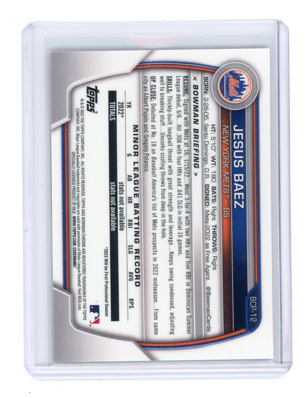 Jesus Baez 2023 Bowman Mega Box 1st Pink Mojo Refractor /199