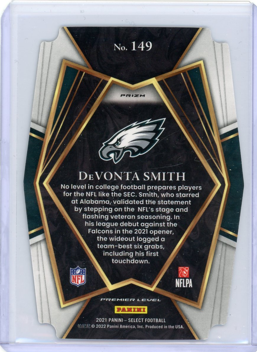DeVonta Smith 2021 Panini Select black/gold prizm die-cut rookie card
