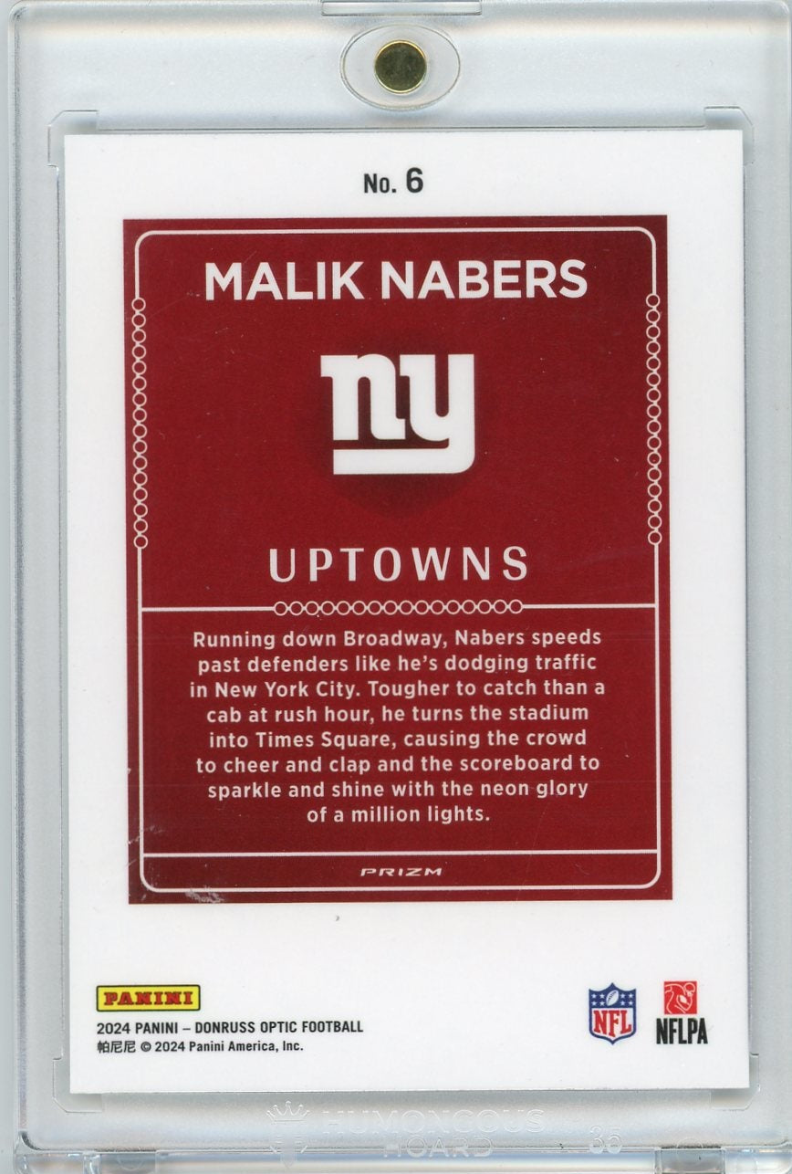 Malik Nabers 2024 Panini Donruss Optic Uptowns rookie card