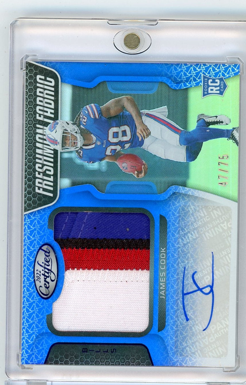 James Cook 2022 Panini Certified Freshman Fabric RPA #'d 47/75