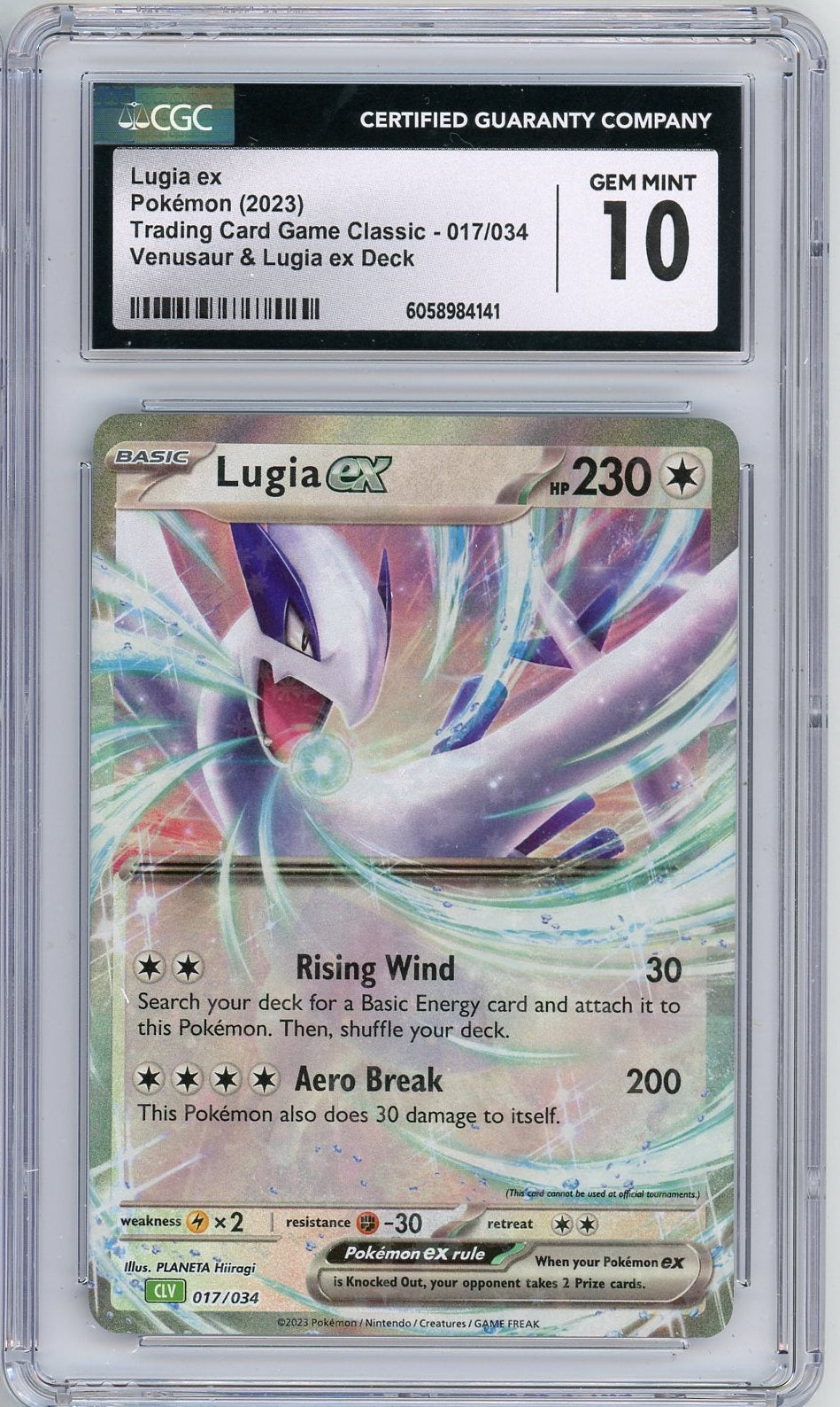 Lugia ex 2023 Pokemon Venusaur & Lugia ex Deck #017/034 CGC 10