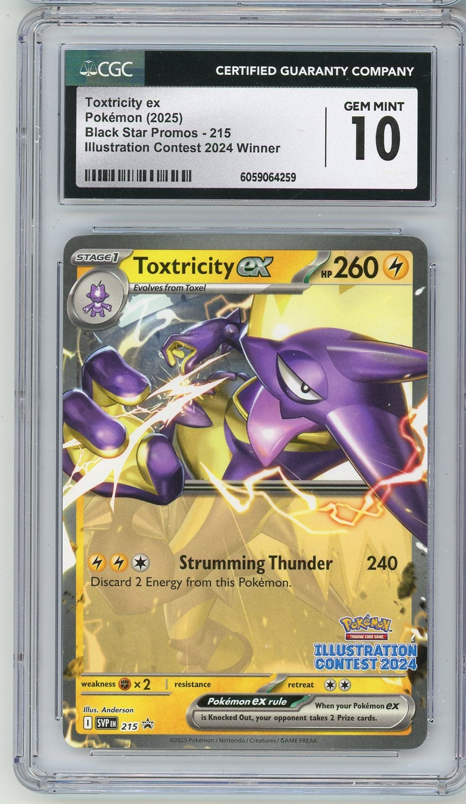 Toxtricity ex 2025 Pokemon Illustration Conest Winner Promo #215 CGC 10