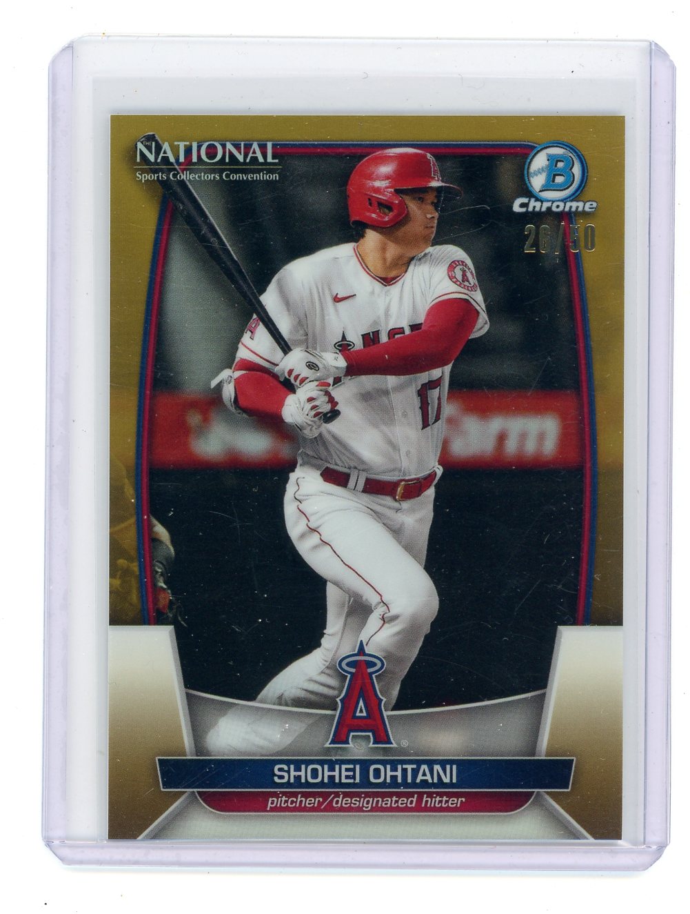 Shohei Ohtani 2023 Bowman Chrome NSCC gold refractor #'d 26/50