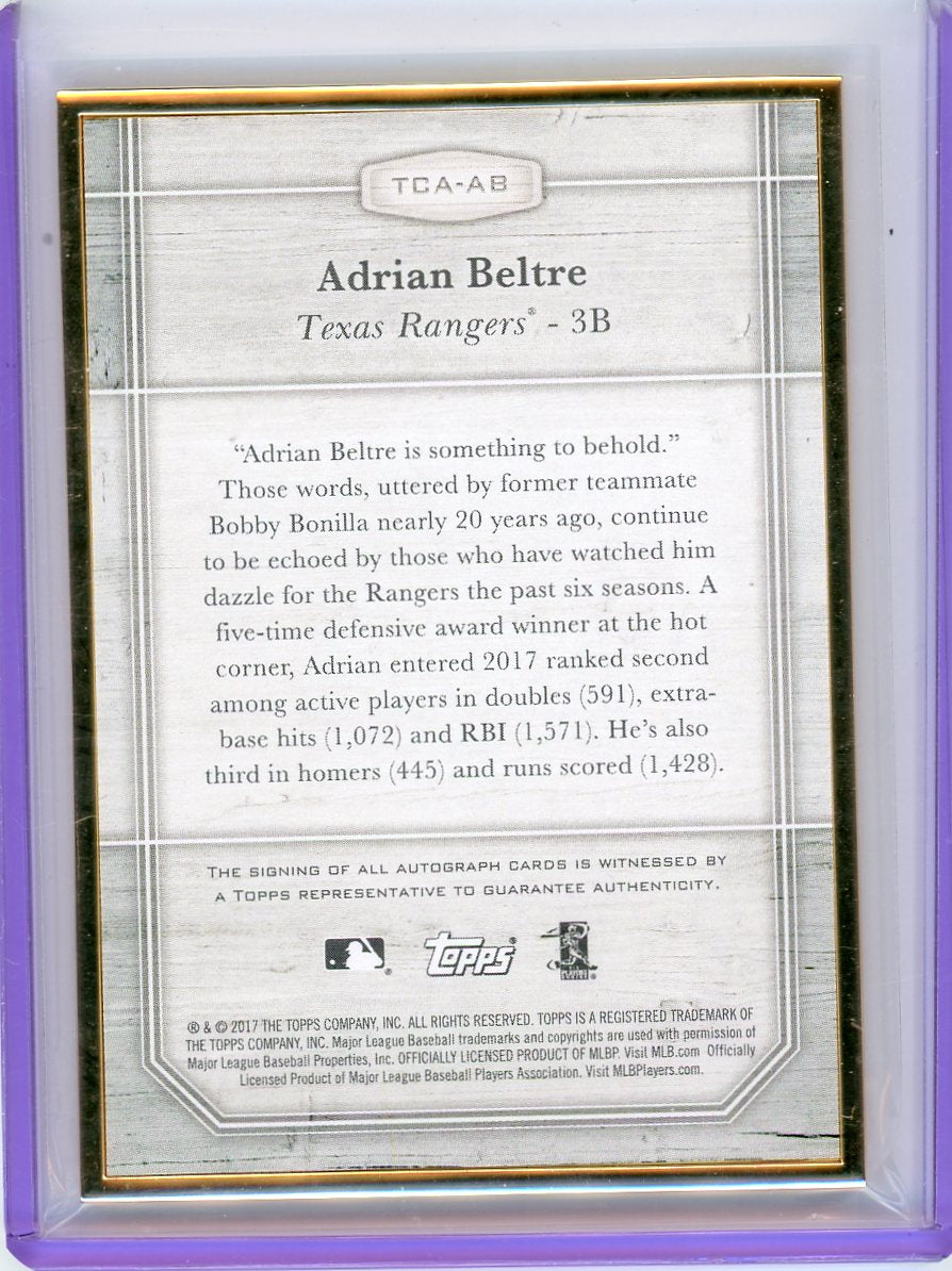 Adrian Beltre 2017 Topps Transcendent gold frame autograph #'d 09/15