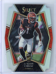 Ja'Marr Chase 2021 Panini Select silver prizm die-cut rookie card