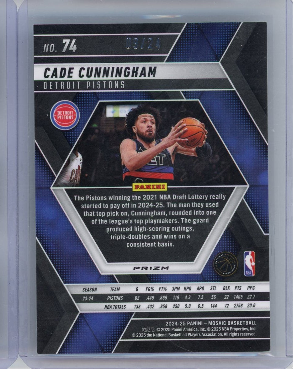 Cade Cunningham 2024-25 Panini Mosaic Purple Snakeskin Mosaic #'d 09/24