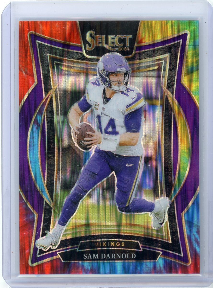 Sam Darnold 2024 Panini Select tie-dye shock prizm #'d 22/25