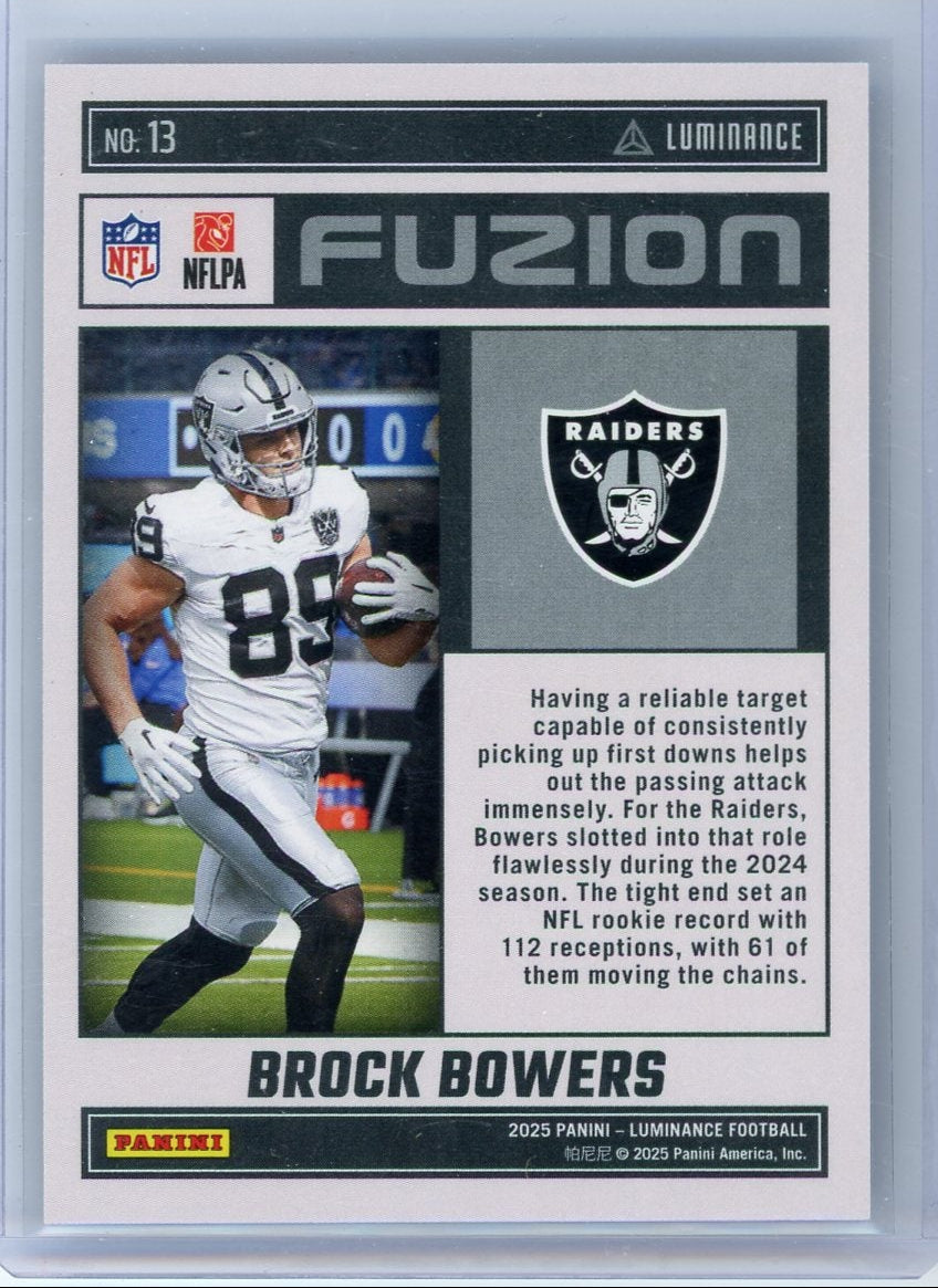 Brock Bowers 2025 Panini Luminance Fuzion blue #'d 42/50
