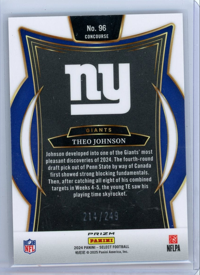 Theo Johnson 2024 Panini Select red shock prizm rookie card #'d 214/249