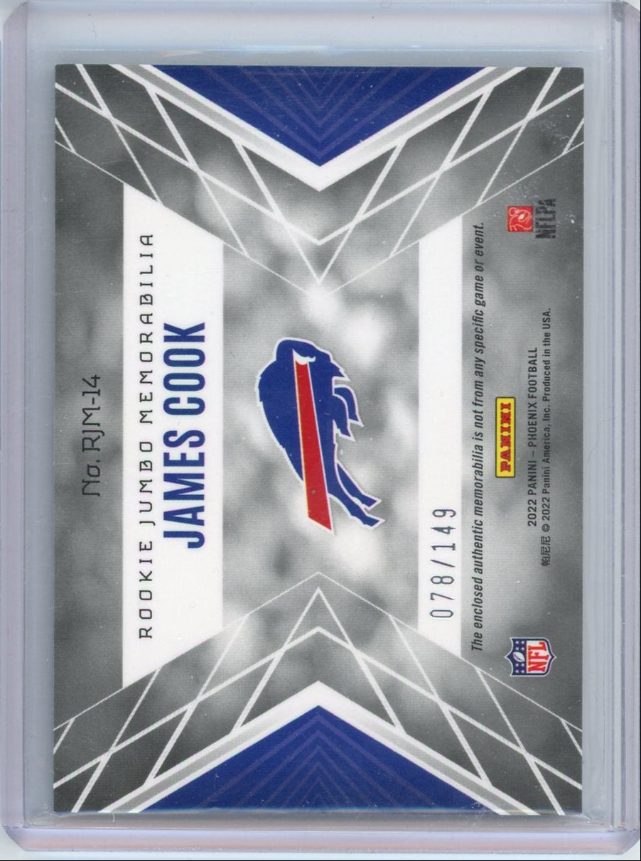 James Cook 2022 Panini Phoenix patch rookie card #'d 078/149