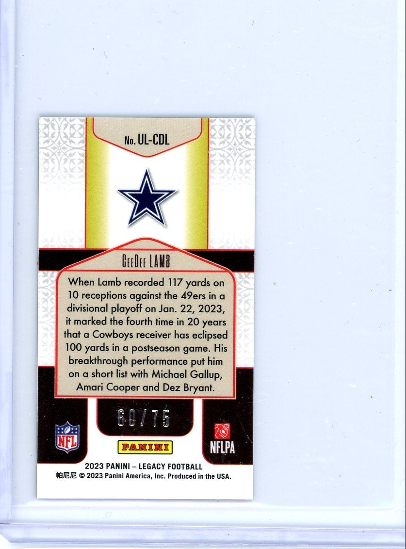 CeeDee Lamb 2023 Panini Legacy Under the Lights mini #'d 60/75