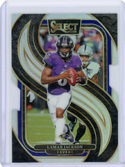 Lamar Jackson 2024 Panini Select silver prizm die-cut