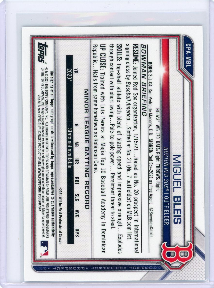 Miguel Bleis 2021 Bowman Chrome 1st Chrome Speckle #'d 150/299