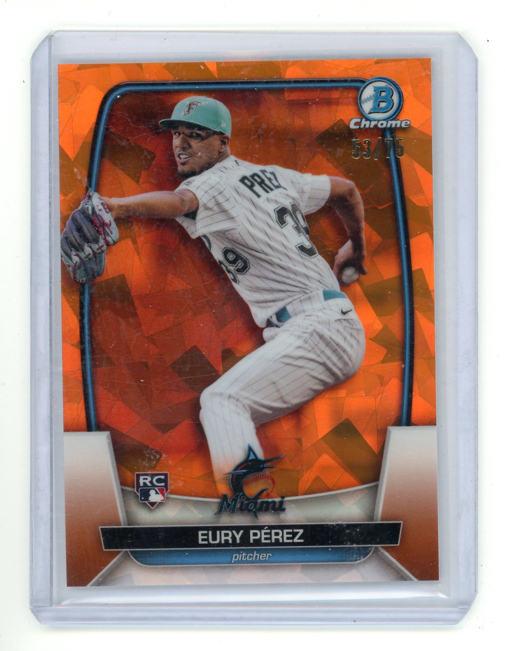 Eury Perez 2023 Bowman Chrome Sapphire Rookie Orange #'d 53/75