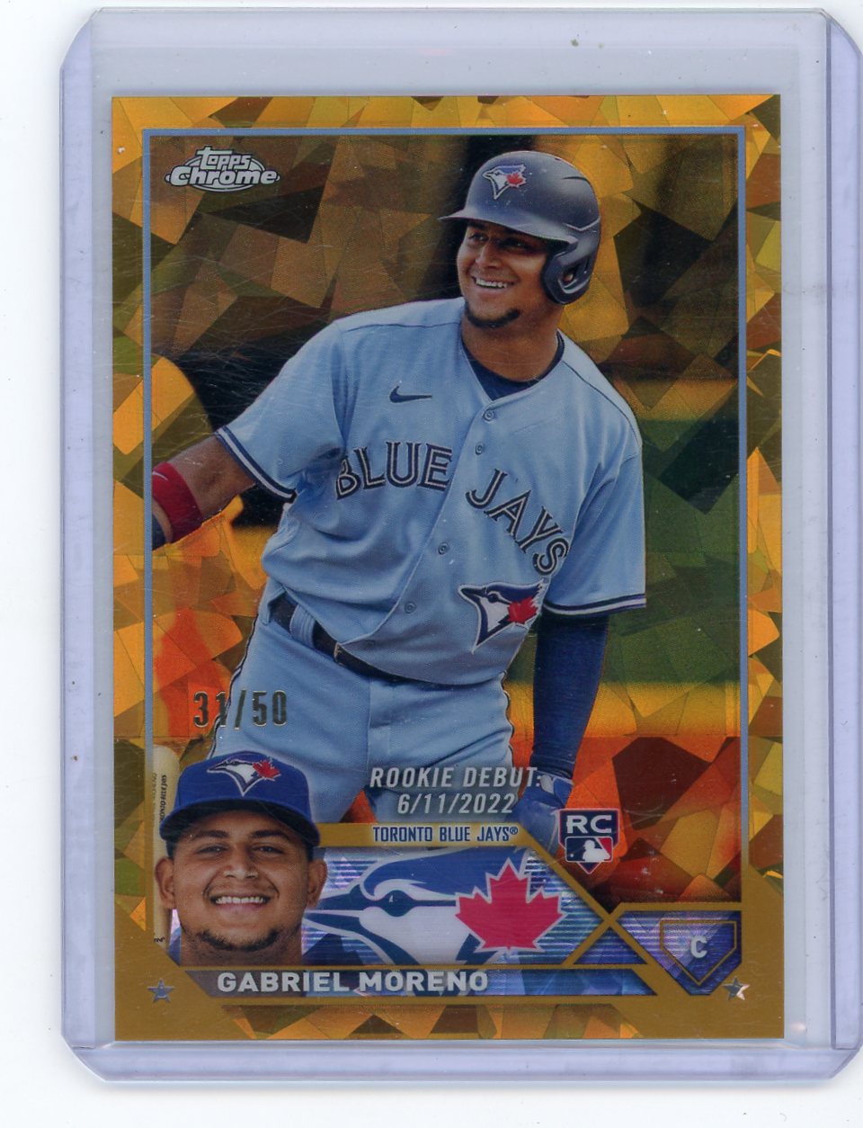 Gabriel Moreno 2023 Topps Chrome Sapphire Rookie Debut RC Gold Sapphire #'d 31/50