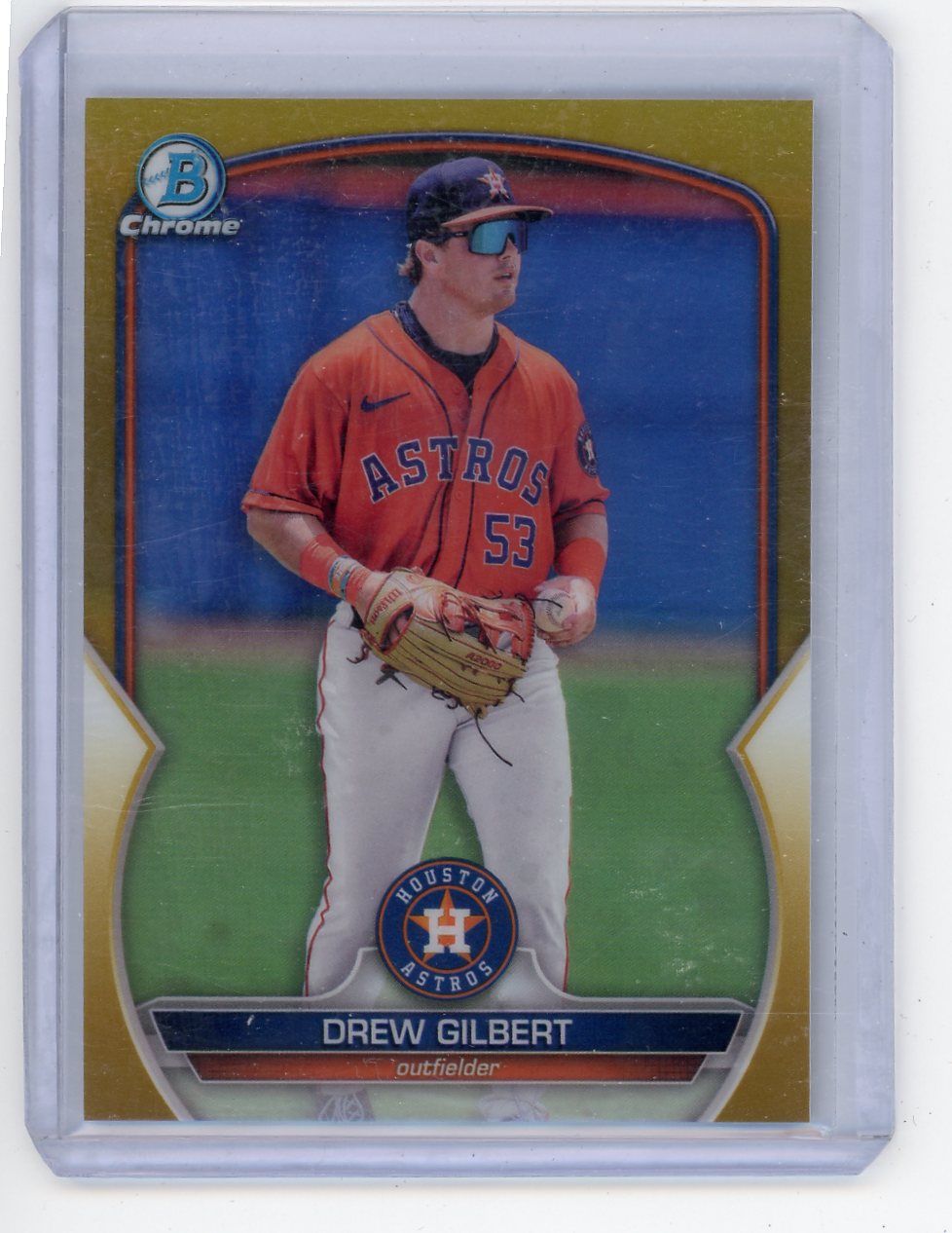 Drew Gilbert 2023 Bowman Chrome Gold Refractor #'d 18/50