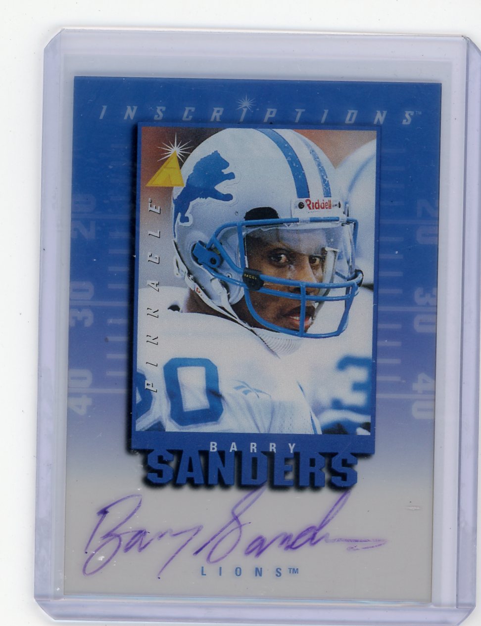 Barry Sanders 1997 Pinnacle Inscriptions Autograph #'d 1214/2053