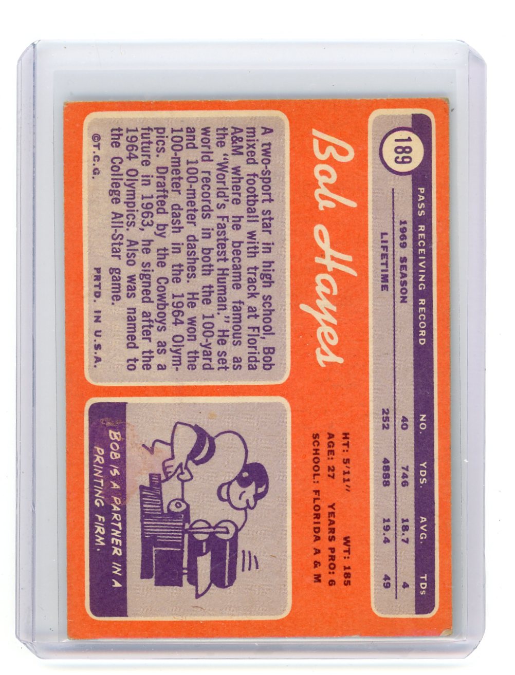 Bob Hayes 1970 Topps #189