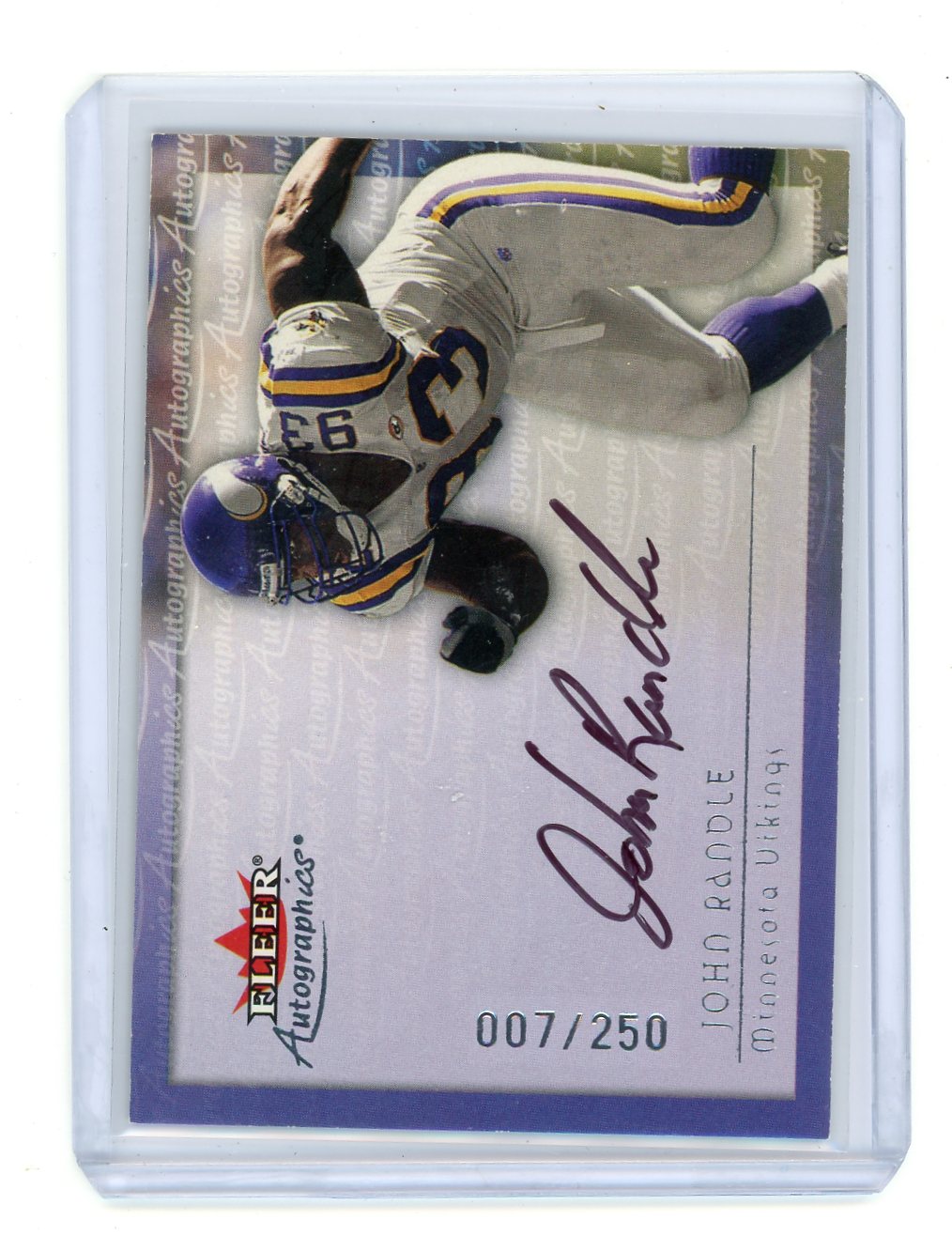 John Randle 2000 Fleer Autographics Autograph #'d 007/250