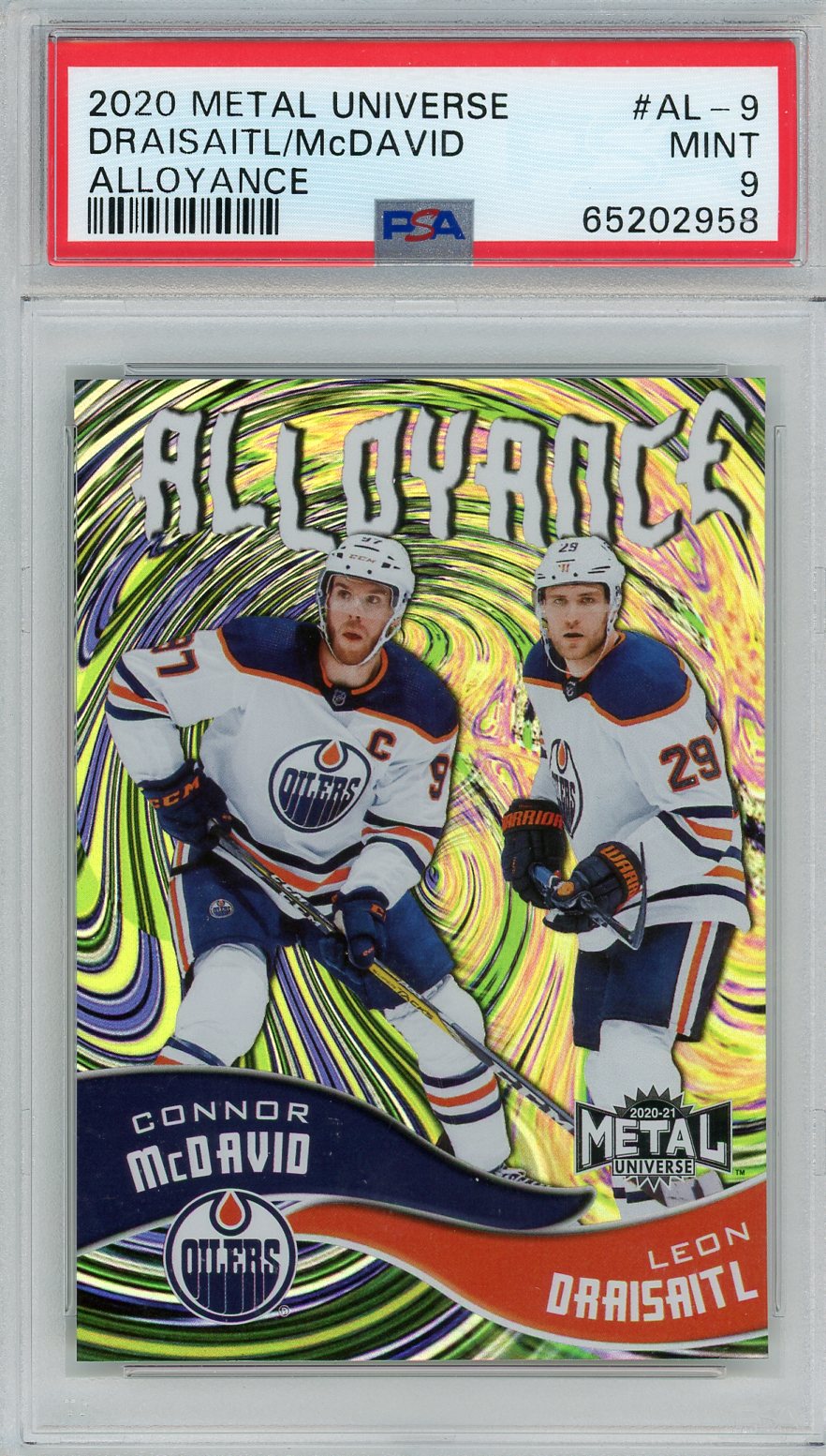McDavid / Draisaitl 2020-21 SkyBox Metal Universe Alloyance PSA 9