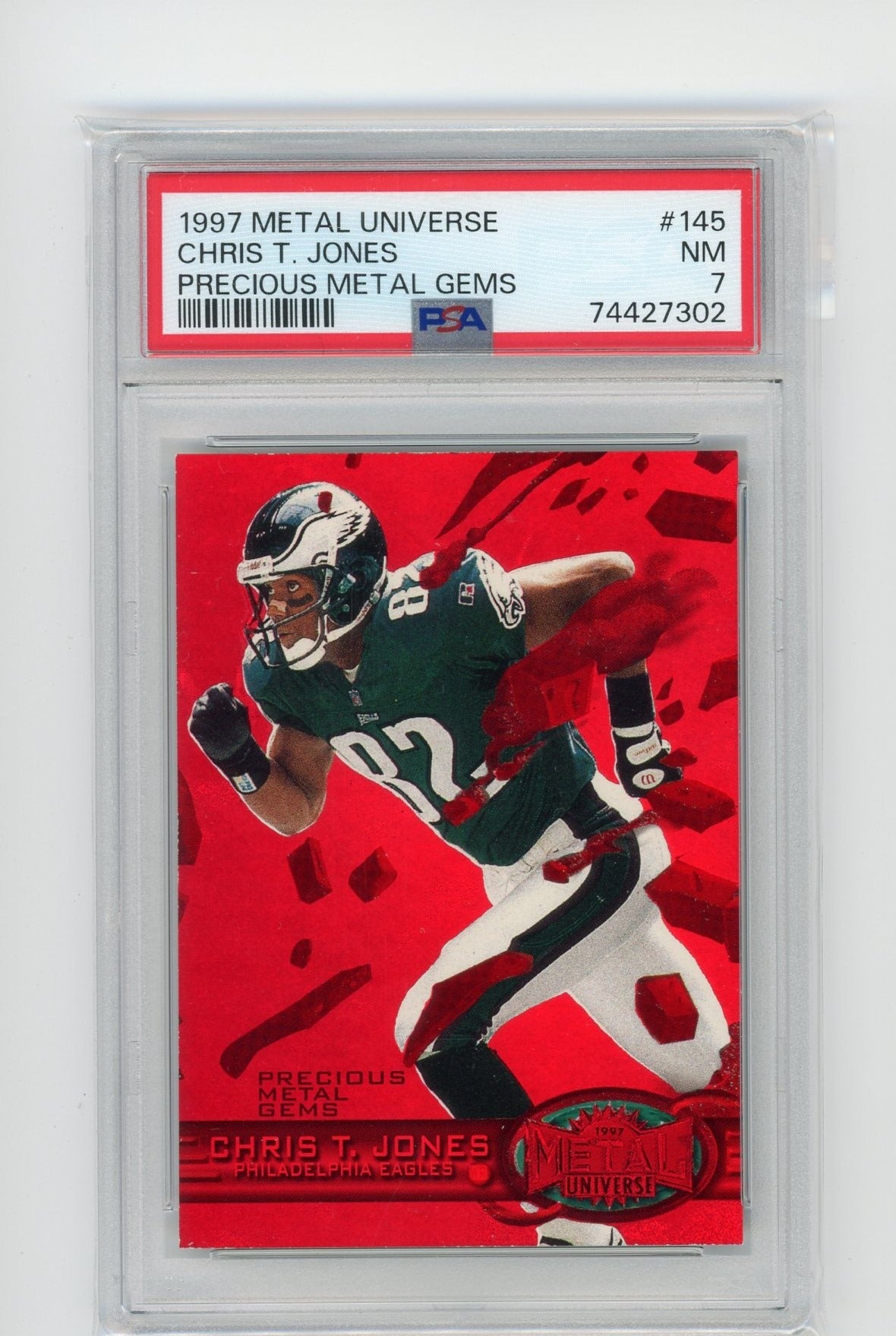 Chris T. Jones 1997 Metal Universe PMG Red #'d 131/150 PSA 7