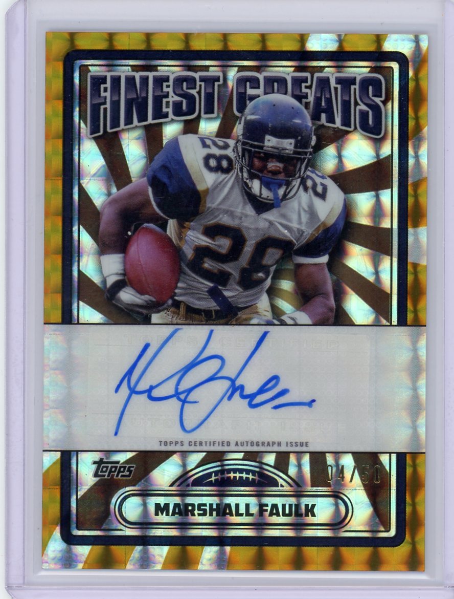Marshall Faulk 2024 Topps Finest Finest Greats autograph gold geometric ref. #'d 04/50