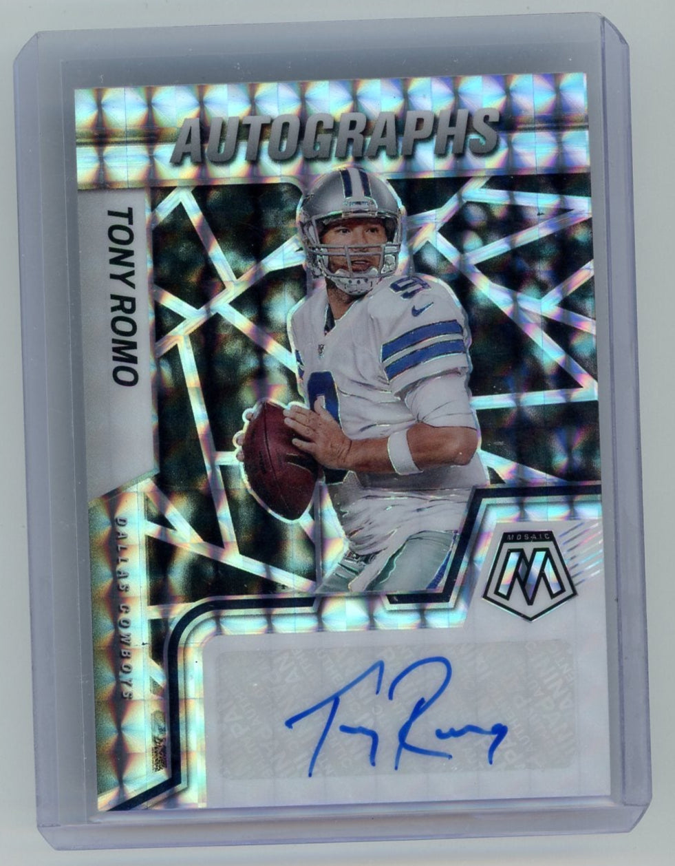 Tony Romo 2022 Panini Mosaic Autographs Silver Prizm Auto