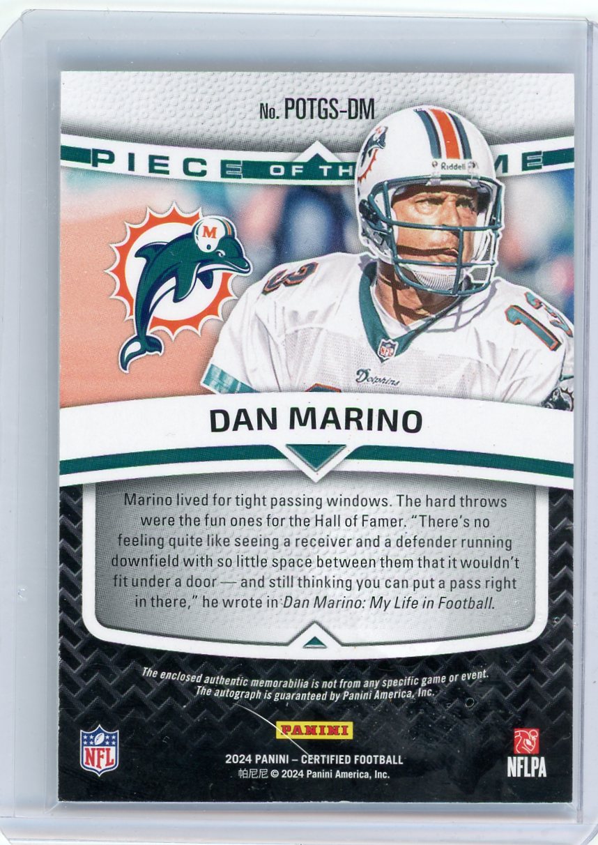Dan Marino 2024 Panini Certified Piece of the Game Patch Auto #'d 08/25