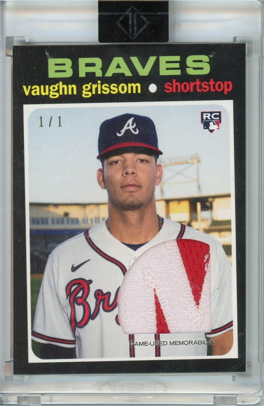 Vaughn Grissom 2023 Topps Transcendent Collection VIP Party 1/1 1971 Topps Game Used Patch