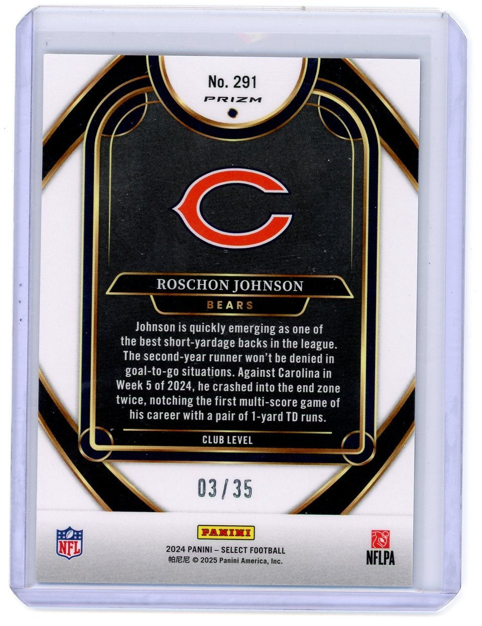 Roschon Johnson 2024 Panini Select Club Level White Prizm #'d 3/35