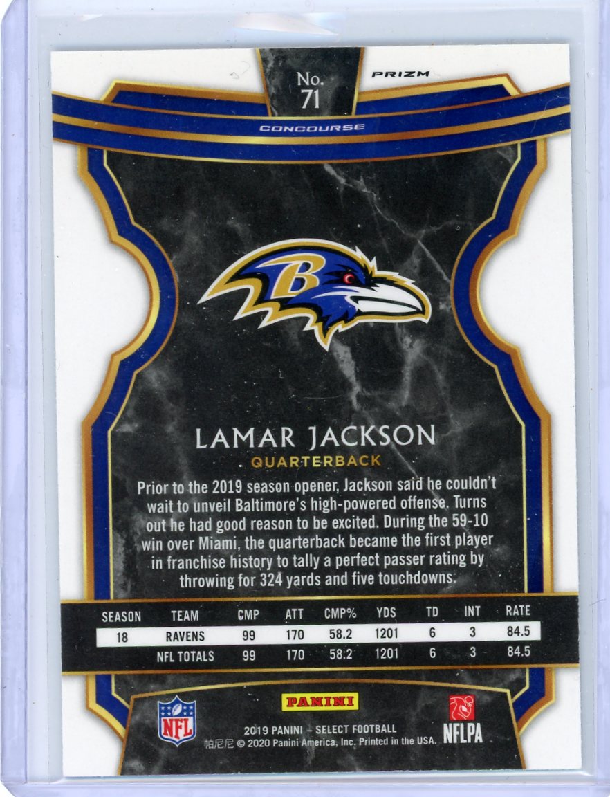 Lamar Jackson 2019 Panini Select Concourse Silver Prizm