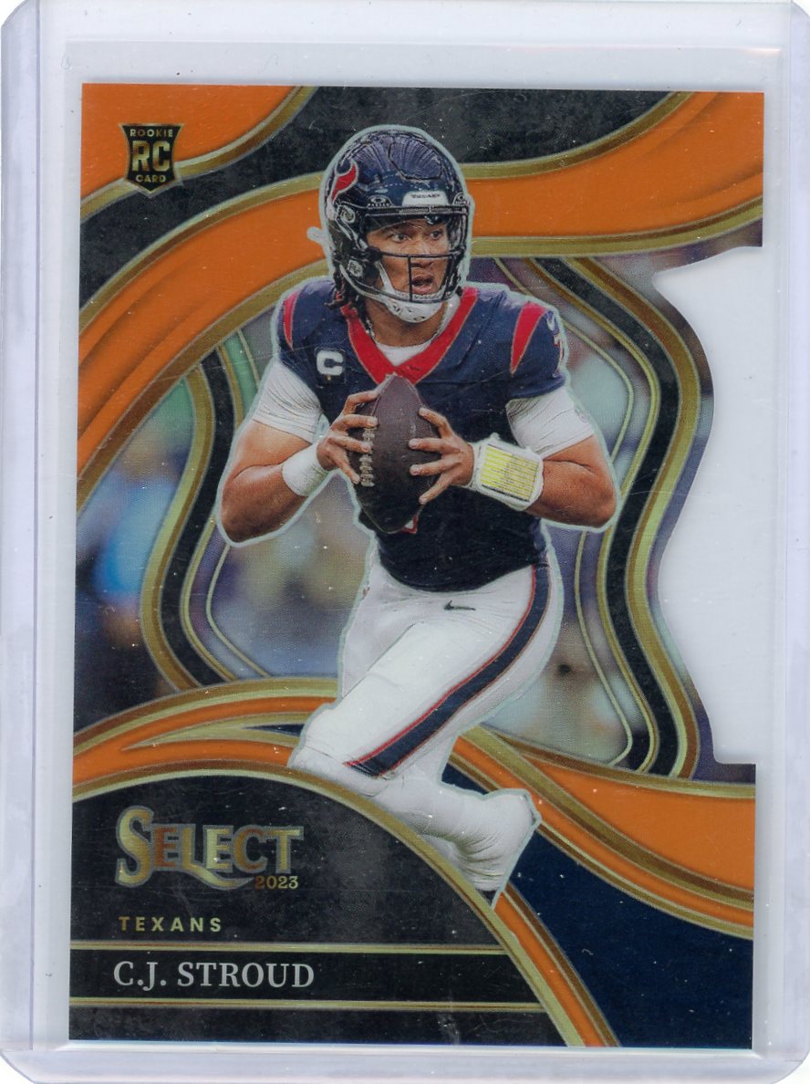 CJ Stroud 2023 Panini Select orange prizm die-cut field level #'d 071/399 rc
