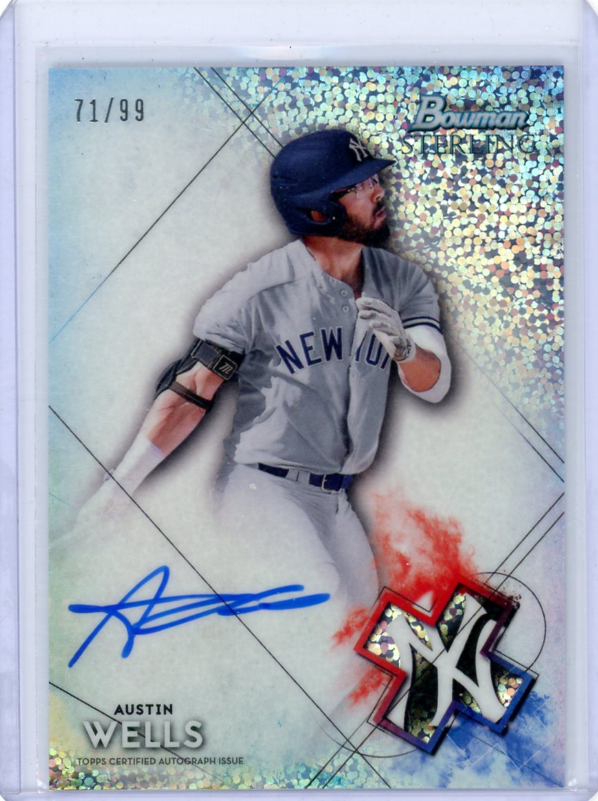 Austin Wells 2021 Bowman Sterling speckle autograph #'d 71/99