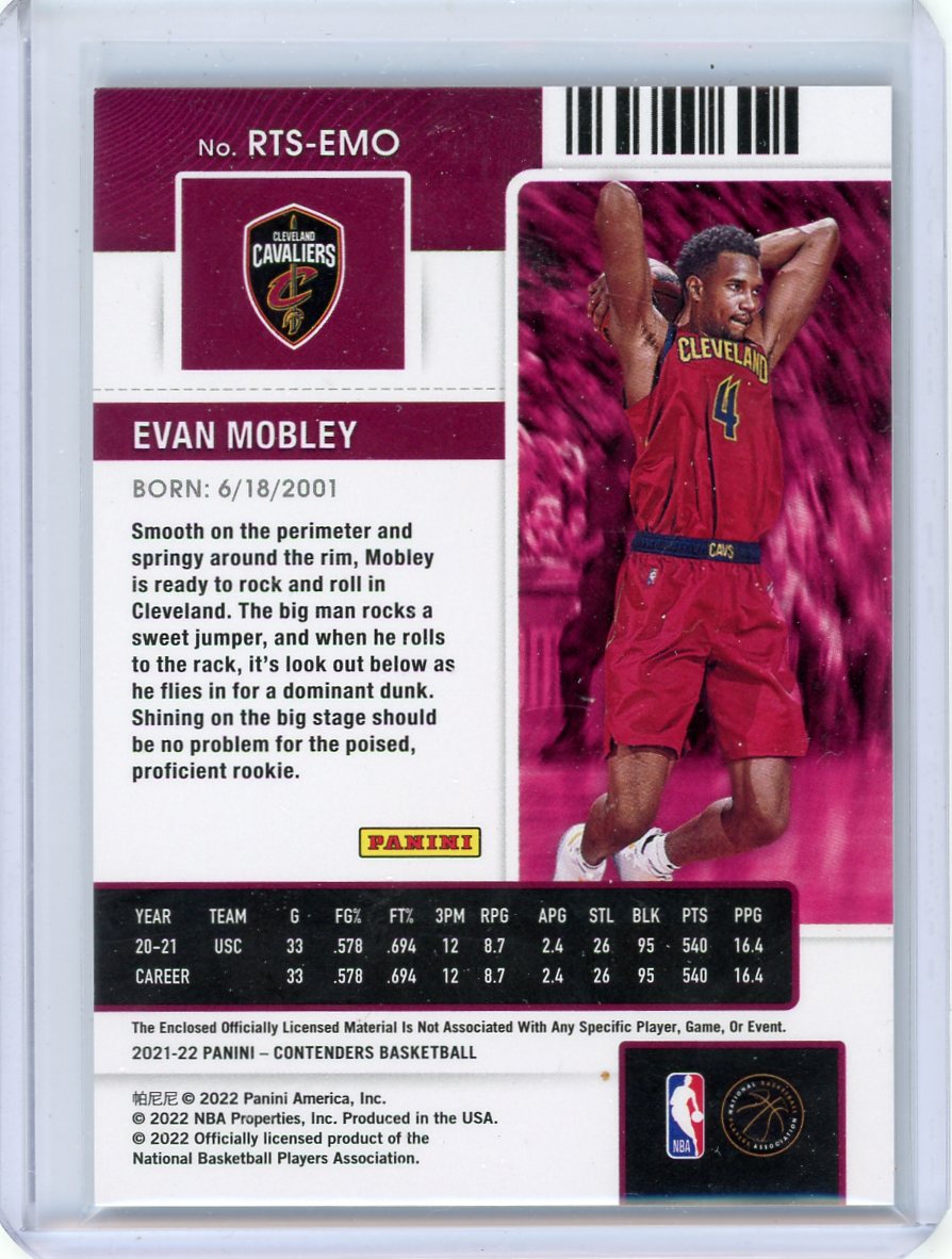 Evan Mobley 2021-22 Panini Contenders Rookie Ticket jersey relic rc