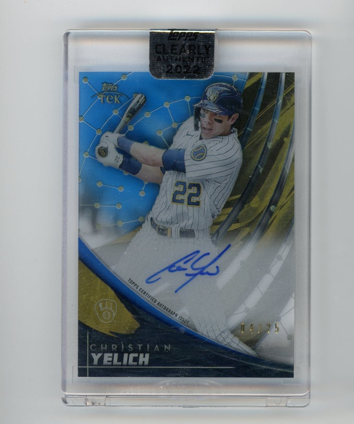 Christian Yelich 2022 Topps Clearly Authentic 2022 Topps Hi-Tek autograph #'d 04/25