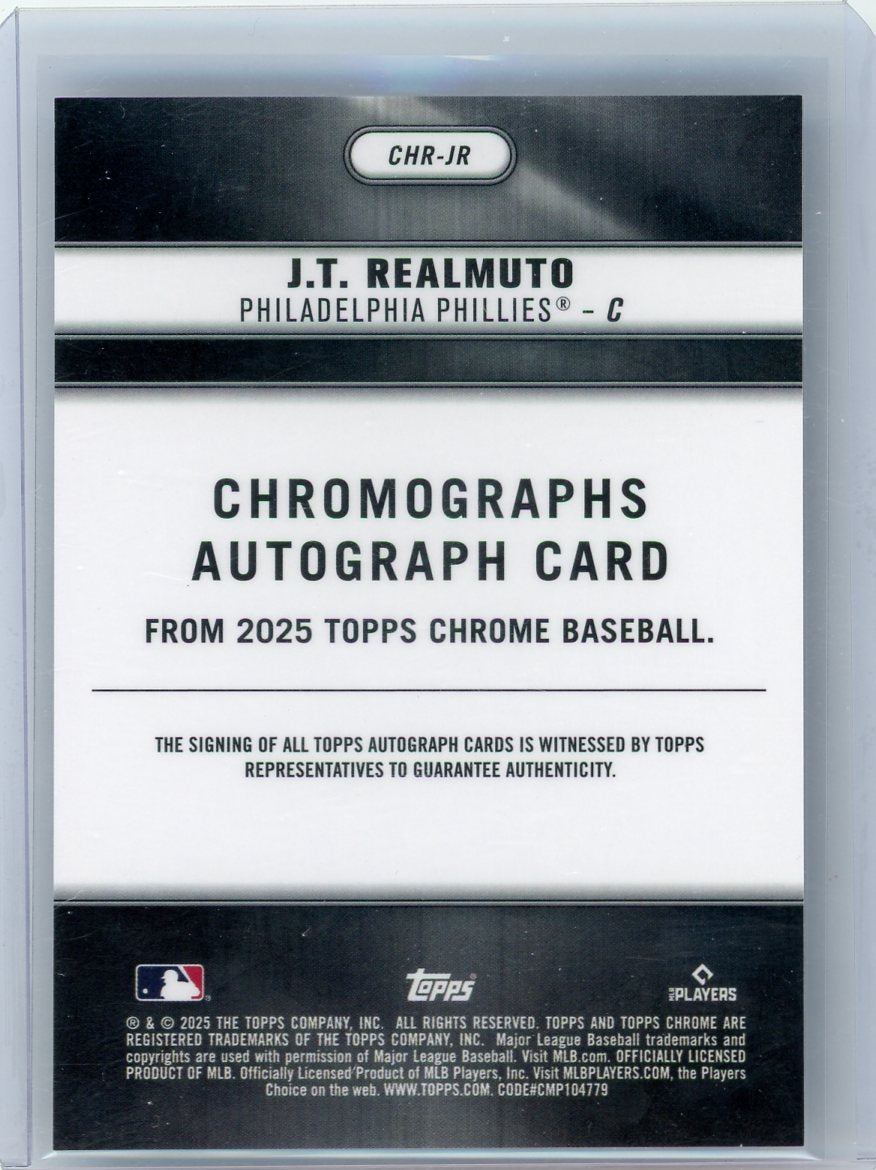 J.T. Realmuto 2025 Topps Chrome Chromographs Orange Auto #'d 21/25