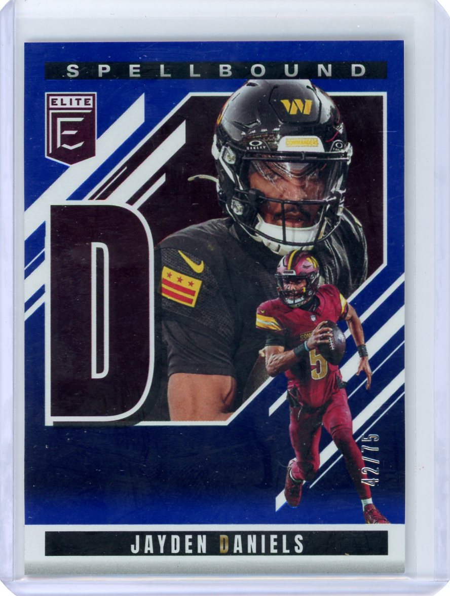 Jayden Daniels 2025 Panini Donruss Elite Spellbound "D" blue #'d 42/75