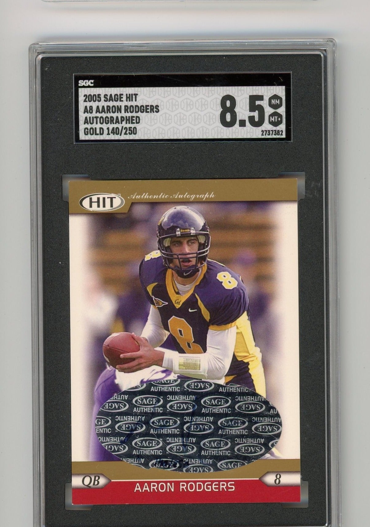 Aaron Rodgers 2005 SAGE HIT Auto Gold 140/250 SGC 8.5